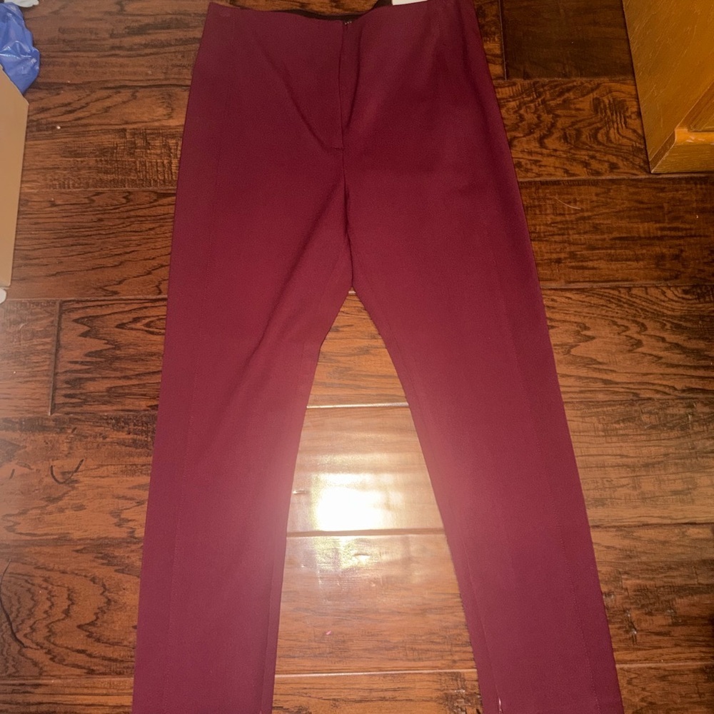 NWT High-Rise Slim Petite Ann Taylor Straight Pants in Deep Burgundy​ - Picture 7 of 8